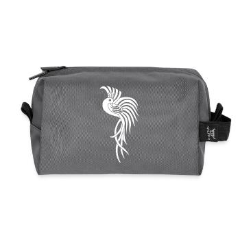 Weißer Paradiesvogel - Recycelte Kulturtasche - Anthrazit - Vorne