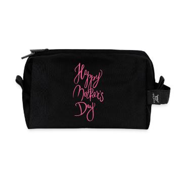 Happy Mothers Day Calligraphy - Recycled Toiletry Zip Bag - black - Front