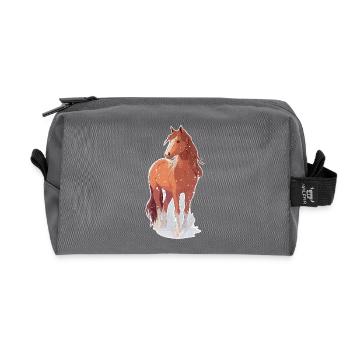 Cheval avec des flocons de neige - Trousse de toilette en tissu recyclé - anthracite - Devant