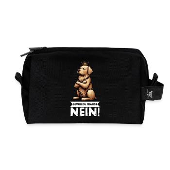 Bevor Du Fragst Golden Retriever Goldie Goldies - Recycelte Kulturtasche - Schwarz - Vorne