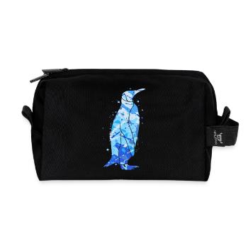 Penguins Colorful Kids Men's Boys Penguin - Recycled Toiletry Zip Bag - black - Front