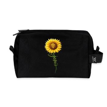 Inspirierende Christliche Sonnenblumen Jesus - Recycelte Kulturtasche - Schwarz - Vorne