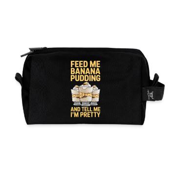 Cadeau de pudding à la banane Pudding à la banane - Trousse de toilette en tissu recyclé - noir - Devant