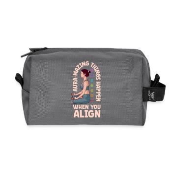 Aura Power - Chakra Alignment - Recycled Toiletry Zip Bag - anthracite - Front