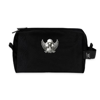 Eleganter Pudel Engel mit Flügeln Schwarz Weiß - Recycelte Kulturtasche - Schwarz - Vorne