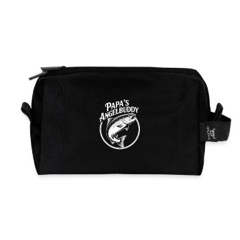 Papas Angelbuddy Angelexperte Fischen mit Papa - Recycelte Kulturtasche - Schwarz - Vorne