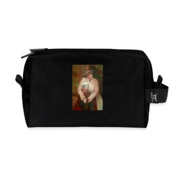 Romantic Woman and Child Creative Painting, art - Recycled Toiletry Zip Bag - black - Front