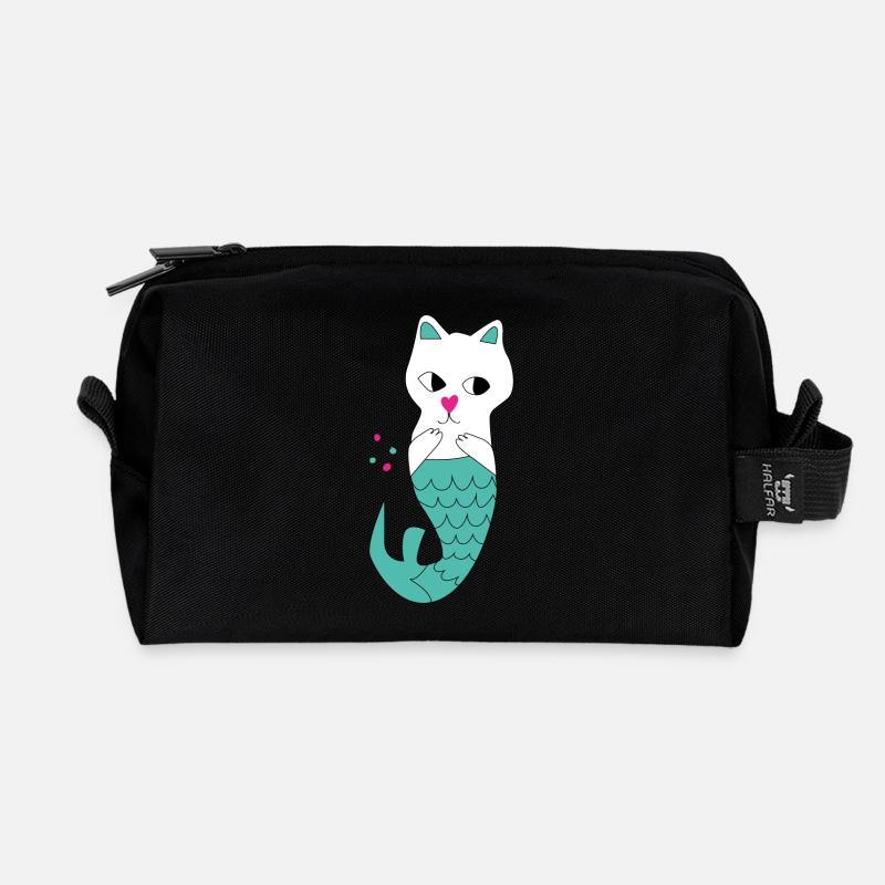 Chat Sirène - Trousse de toilette en tissu recyclé - noir