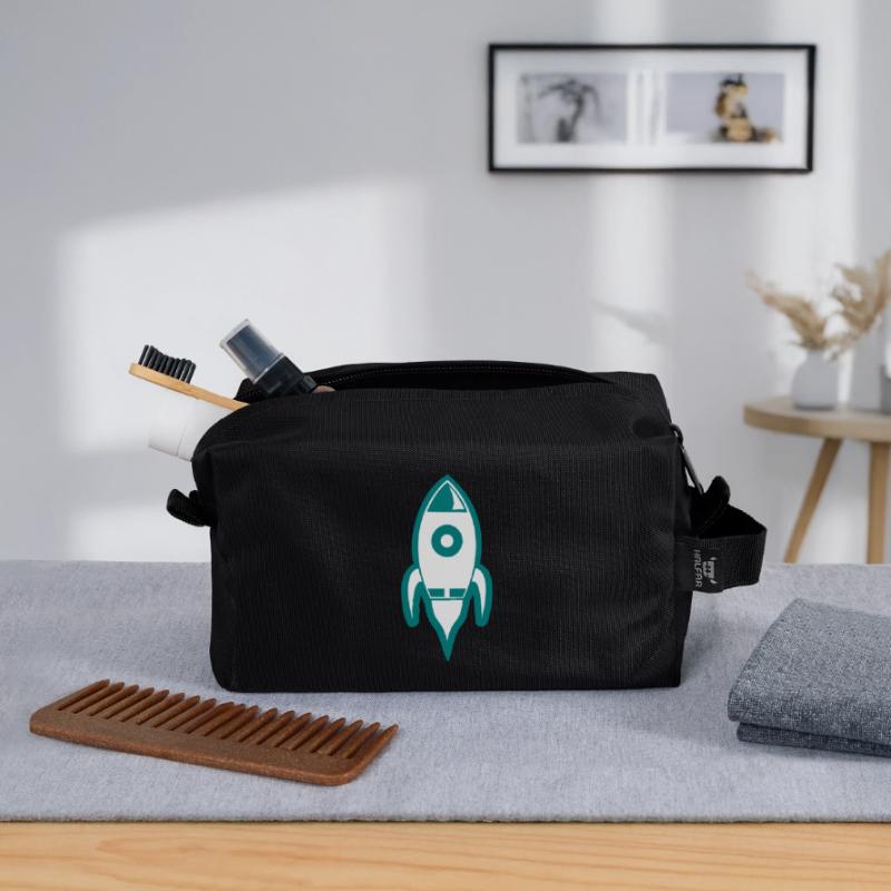 Rocket Rocket Space Shuttle UFO Spacecraft Moon Recycled Toiletry Zip Bag