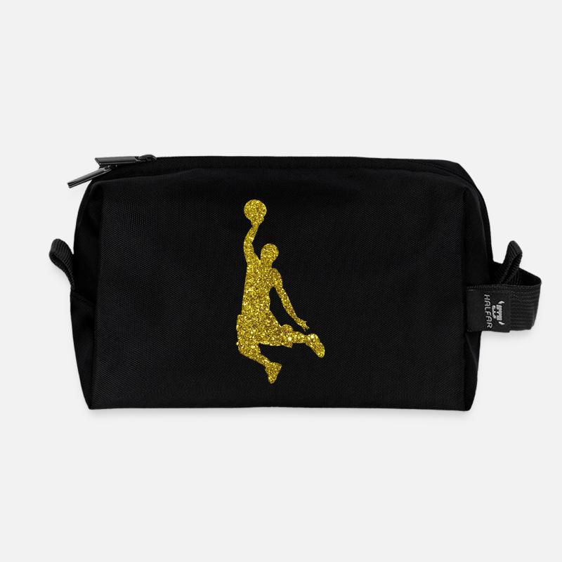 Gold Basketball - Recycelte Kulturtasche - Schwarz