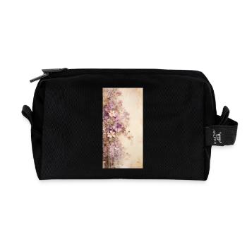 Vintage Blumen - Recycelte Kulturtasche - Schwarz - Vorne