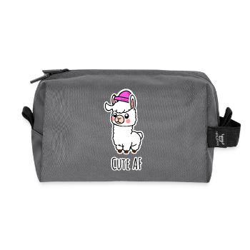 Cute AF Llama Baby or Alpaca - Recycled Toiletry Zip Bag - anthracite - Front