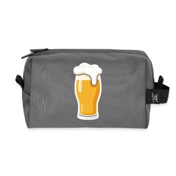 Bière, verre à bière, cadeau de la fête des pères Papa - Trousse de toilette en tissu recyclé - anthracite - Devant