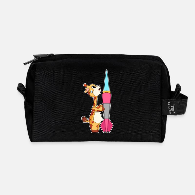 Giraffe Dart Dartpfeil Sport - Recycelte Kulturtasche - Schwarz