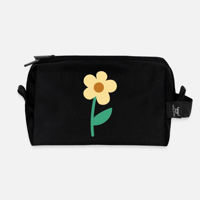 Esthétique botanique minimaliste de fleurs simples et mignonnes - Trousse de toilette en tissu recyclé - noir
