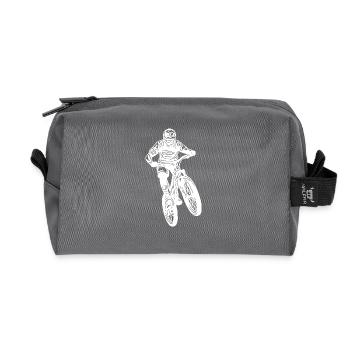 Mountainbiker springt mit Fahrrad - Recycelte Kulturtasche - Anthrazit - Vorne