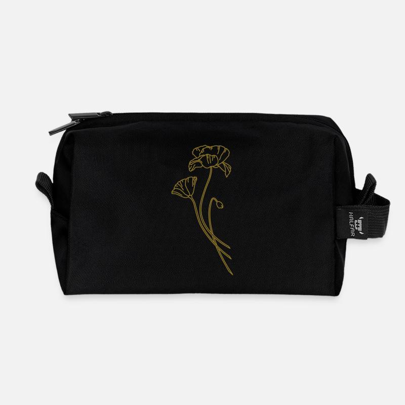 Flora und Fauna - Mohn - Recycelte Kulturtasche - Schwarz