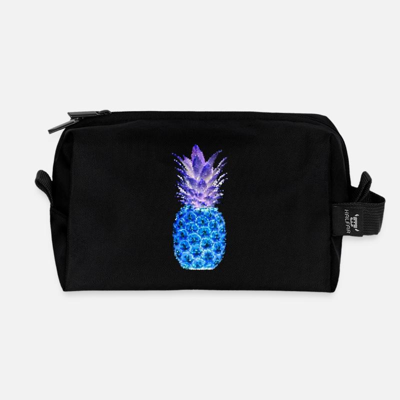 ANANAS MOSAIK night - Recycelte Kulturtasche - Schwarz