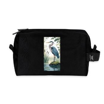 Jeune héron cendré dans la nature - Trousse de toilette en tissu recyclé - noir - Devant