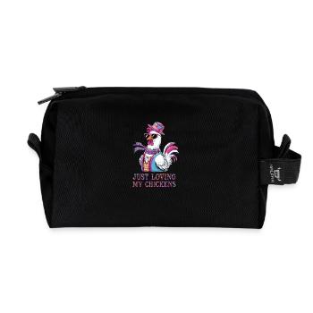 I Love My Chickens - Funny Chickens Cartoon - Recycled Toiletry Zip Bag - black - Front
