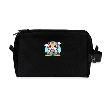 Chat Cartoon 3 - Trousse de toilette en tissu recyclé - noir - Devant