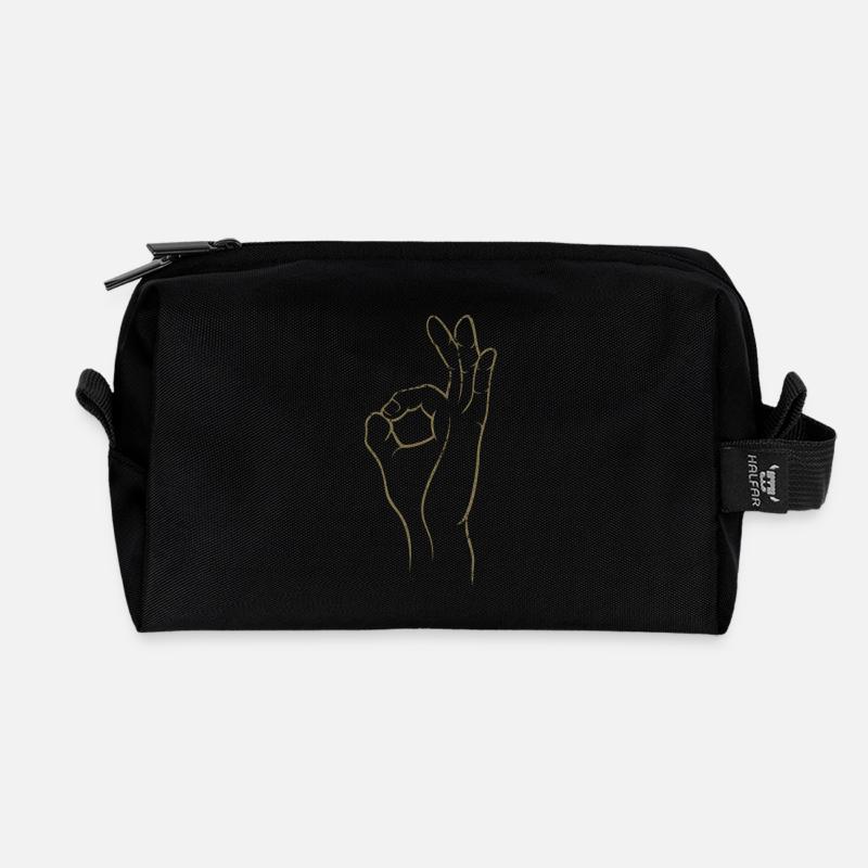 Perfekt! Super! Exzellent! - Hand im Loch - Recycelte Kulturtasche - Schwarz