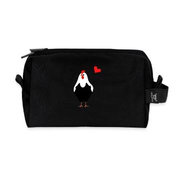 Fier coq coq avec ballon coeur - Cadeau - Trousse de toilette en tissu recyclé - noir - Devant