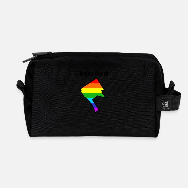 Venice Beach L.A. rainbow - Recycled Toiletry Zip Bag - black