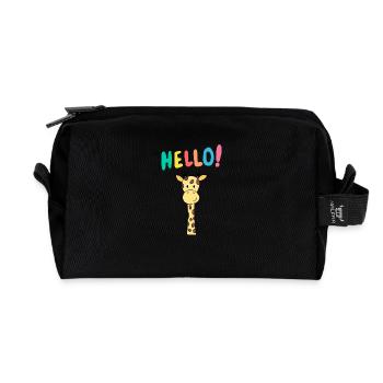 Girafe dit bonjour – Motif animalier mignon - Trousse de toilette en tissu recyclé - noir - Devant
