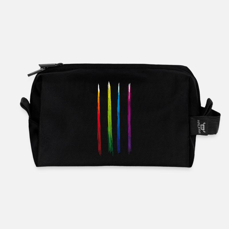 Farben Streifen - Recycelte Kulturtasche - Schwarz