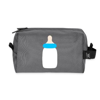 Baby 2025 Geburt Familie Geschenk Geschenkidee - Recycelte Kulturtasche - Anthrazit - Vorne