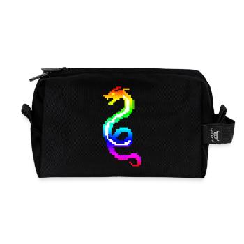 colorful retro dragon - Recycled Toiletry Zip Bag - black - Front