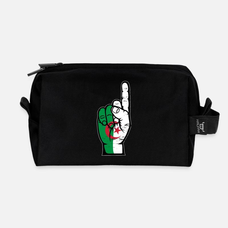 Drapeau de l’Algérie numéro 1 utilisé - Trousse de toilette en tissu recyclé - noir