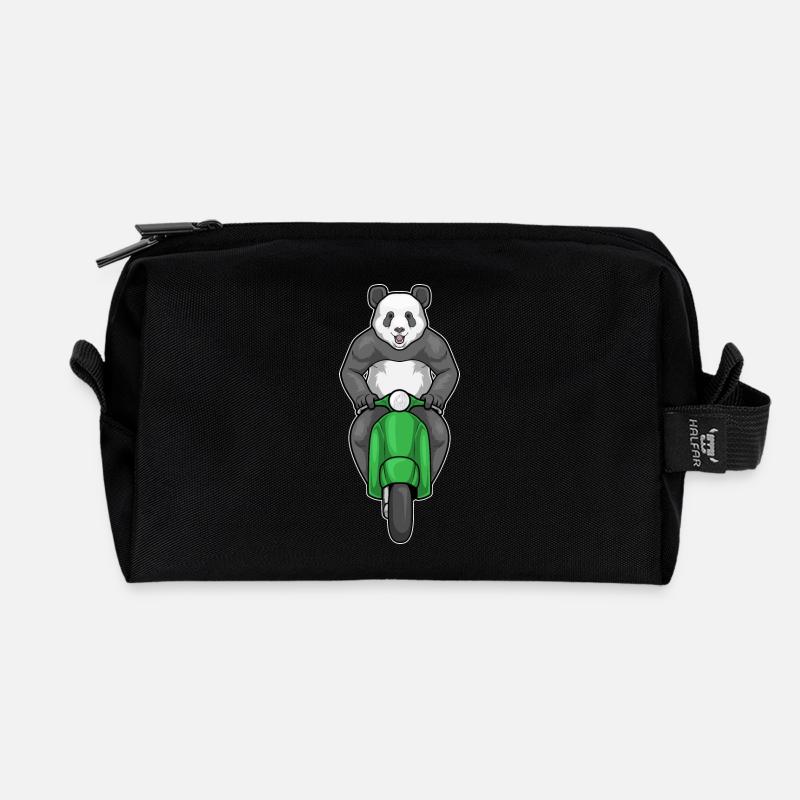 Panda Motorroller - Recycelte Kulturtasche - Schwarz
