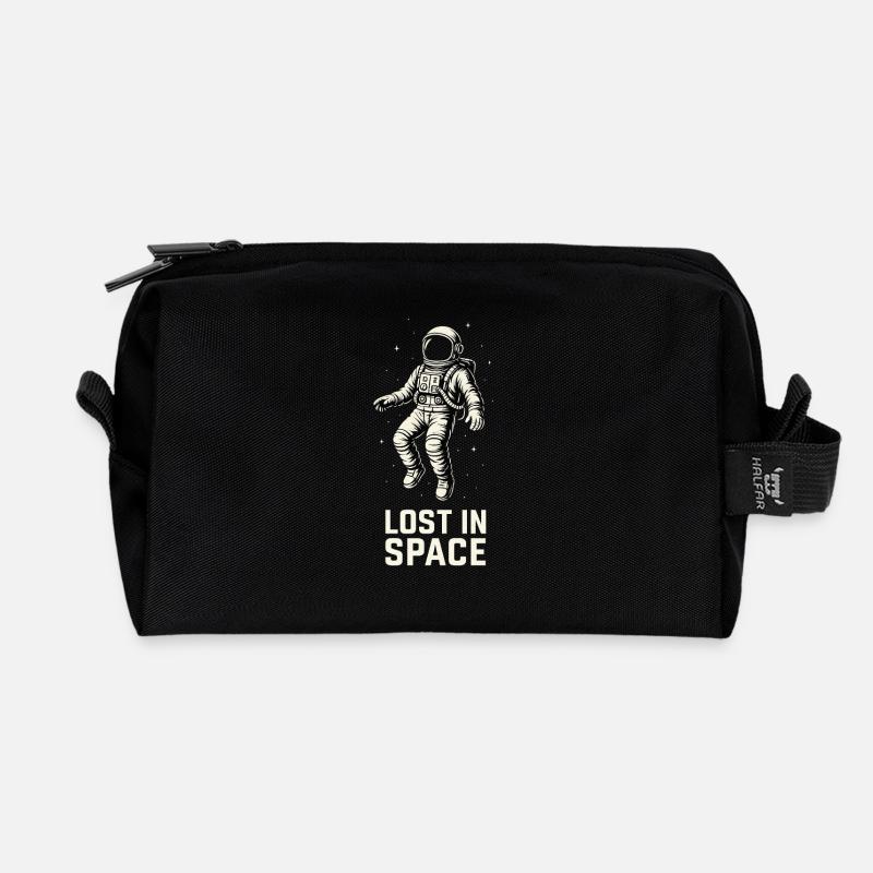 Astronaute perdu dans l’espace – Weltraum Retro Design - Trousse de toilette en tissu recyclé - noir