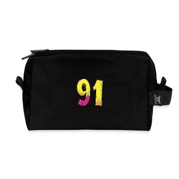 91 Number Comic - Recycled Toiletry Zip Bag - black - Front
