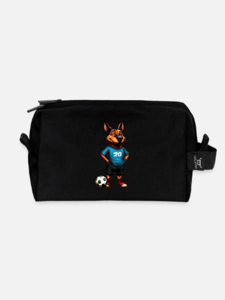 Fussball Hunde - Recycelte Kulturtasche - Schwarz