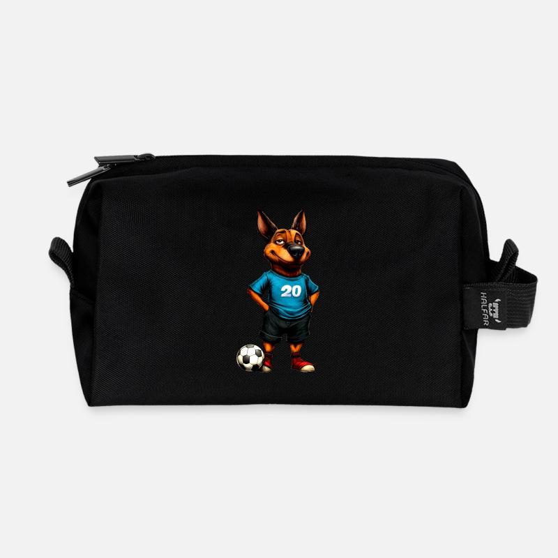 Fussball Hunde - Recycelte Kulturtasche - Schwarz