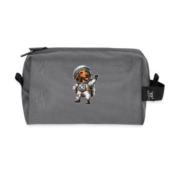 Dachshund Astronaut Space Science Fiction - Recycled Toiletry Zip Bag - anthracite - Front