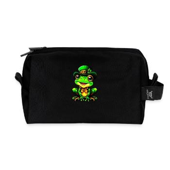 Der magische Sankt Patrick Tag Frosch - Recycelte Kulturtasche - Schwarz - Vorne