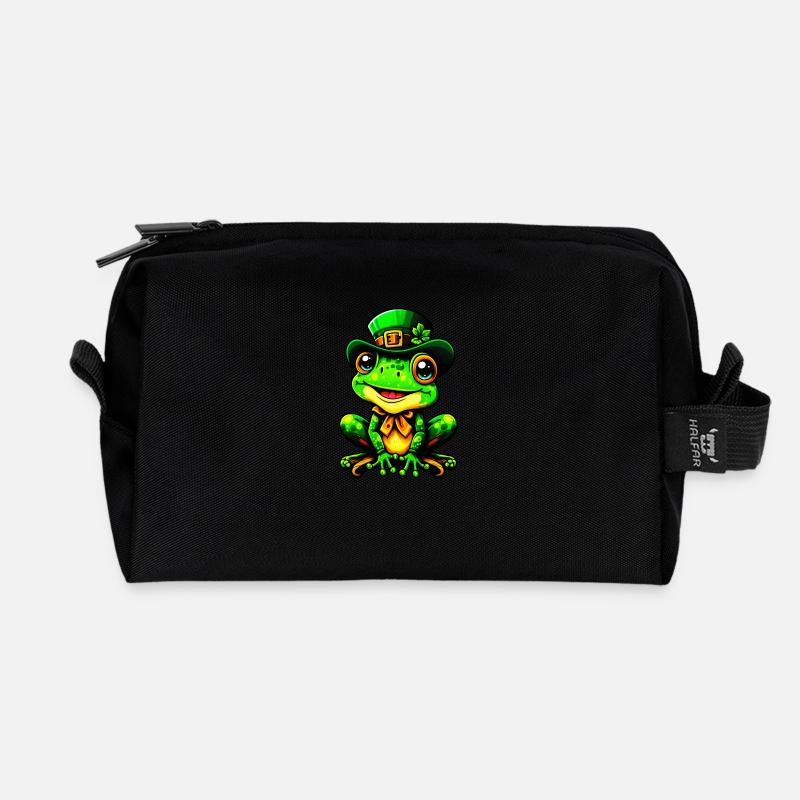 Der magische Sankt Patrick Tag Frosch - Recycelte Kulturtasche - Schwarz