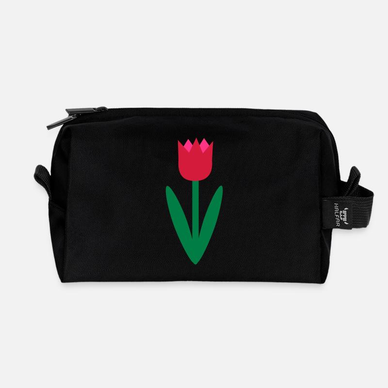 Tulpe Pflanze Zeichnung Blume Geschenkidee Blüten - Recycelte Kulturtasche - Schwarz