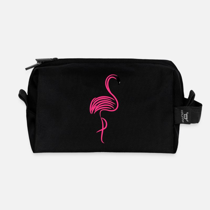 Flamingo Geschenk - Recycelte Kulturtasche - Schwarz