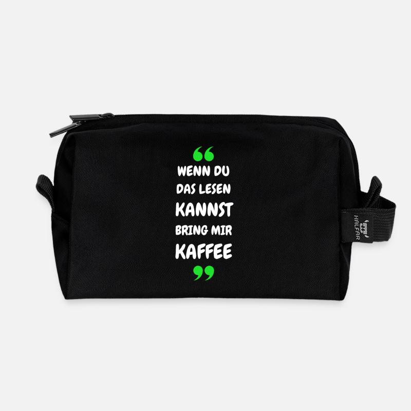 Wenn du das lesen kannst bring mir Kaffee - Recycelte Kulturtasche - Schwarz