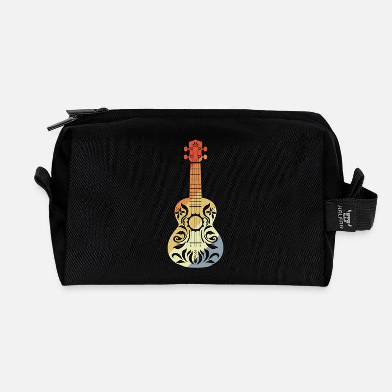 Ukulele Grafik Retro - Recycelte Kulturtasche - Schwarz