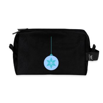Weihnachtskugel Schneeflocken Blau Ornament - Recycelte Kulturtasche - Schwarz - Vorne