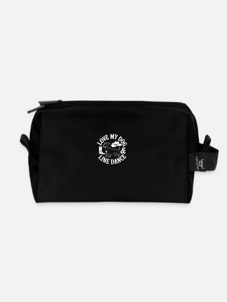 Ich liebe meinen Hund und Line Dance - Recycelte Kulturtasche - Schwarz