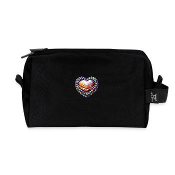 Heart of sugar pearls with pastries - Recycled Toiletry Zip Bag - black - Front