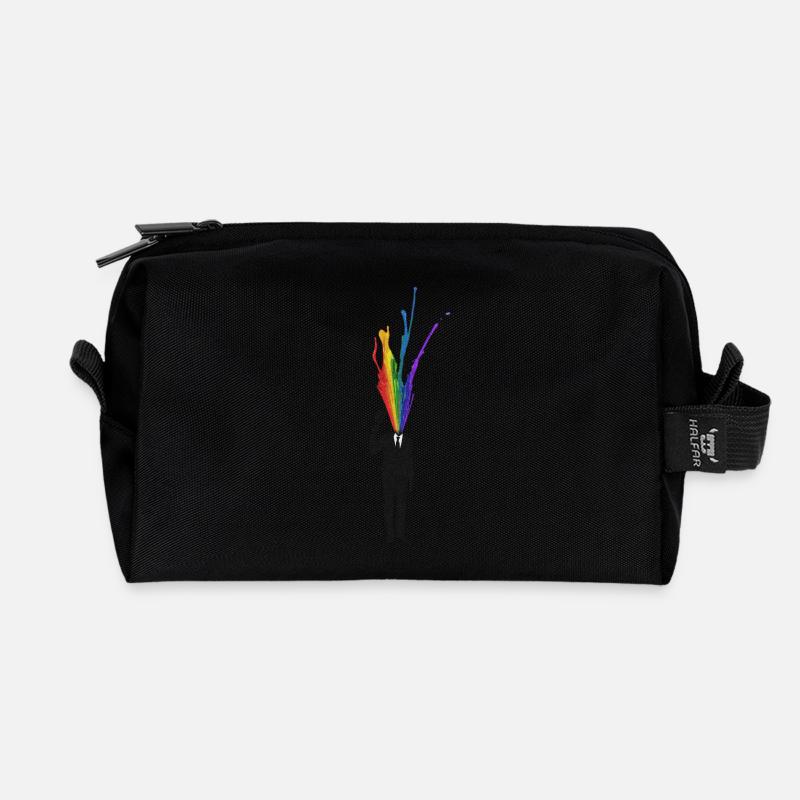 creative businessman rainbow splatter - Recycled Toiletry Zip Bag - black