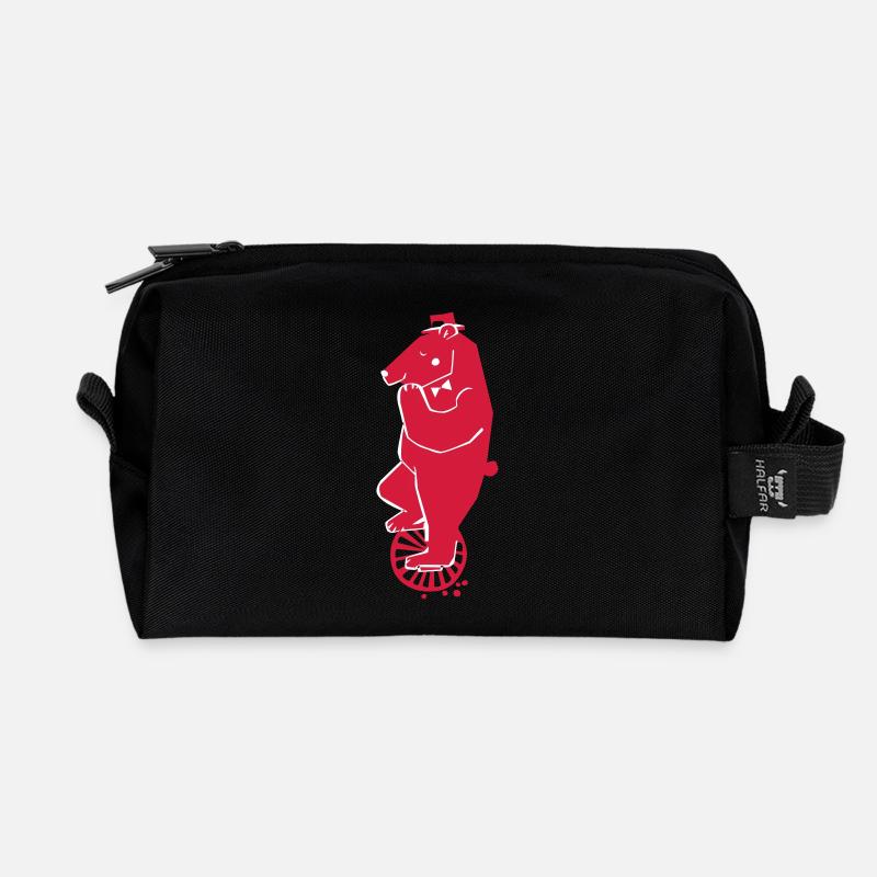 Einradbaer von grafitiny - Recycelte Kulturtasche - Schwarz